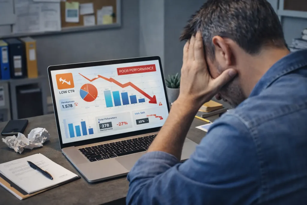 a small business owner frustrated by poor diy marketing results